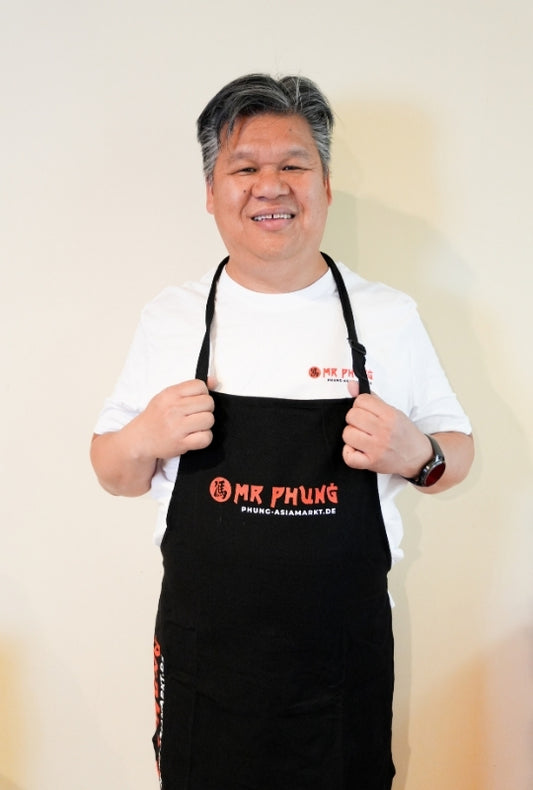 Original Mr. Phung Arbeitsschürze – Schwarz mit Logo